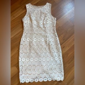 Liz Claiborne Sleeveless Ivory Lace Overlay Dress Size 10